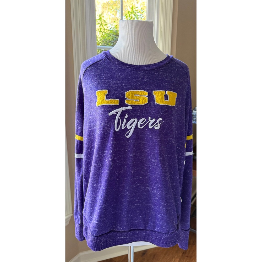 Colosseum LSU Tigers Purple Speckled Crewneck Sweatshirt Women's Size L